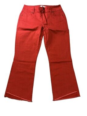 cabi Hi-Low Crop Jeans Red Women's Size 6